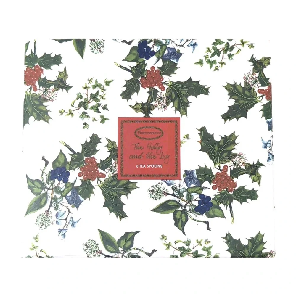 Portmeirion The Holly and the Ivy Teaspoons Set of 6 Porcelain Handle New In Box